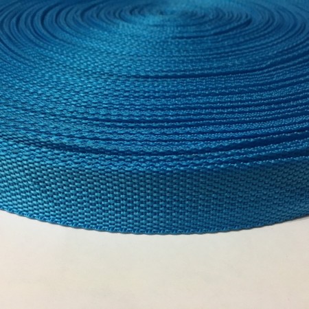 Тесьма-лента ременная 25мм голубая бирюза (100 метров)