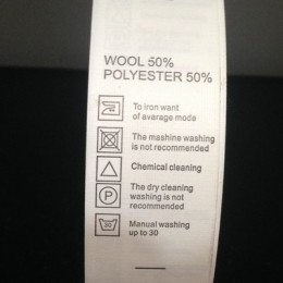 Этикетка состава накатанная 25мм Wool 50% Polyester 50%  (100 метров)