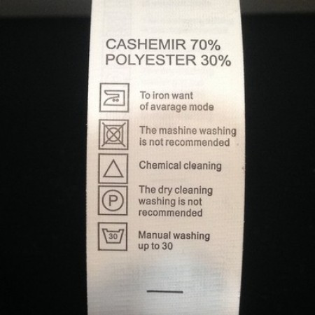 Этикетка состава накатанная 25мм Cashemir 70% Polyester 30%  (100 метров)