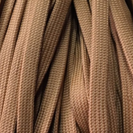 Шнур плоский чехол ПЭ40 10мм коричневый светлый (100 метров)