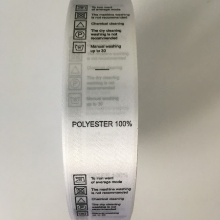 Этикетка состава атласная 25мм Polyester100% (100 метров)