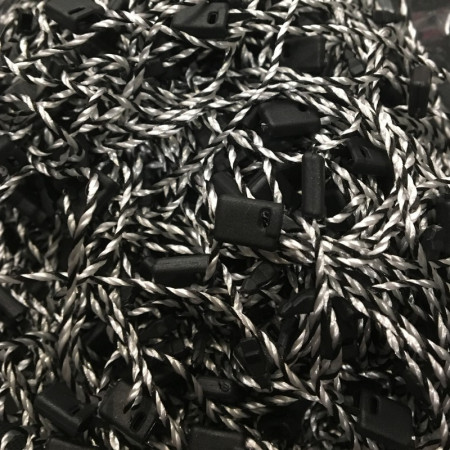 Крепеж-пломба для этикеток шнур черно-белая (1000 штук)