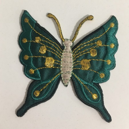 Вышивка апликация бабочка 7х7см зеленый темный (Штука)