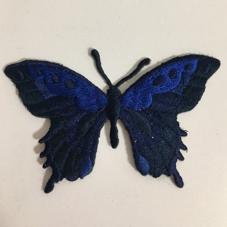 Вышивка апликация бабочка 7х5см синий (Штука)