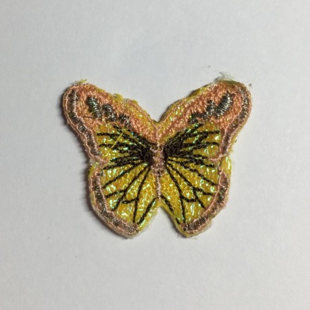 Вышивка апликация бабочка 4х3см желто-ченый (Штука)