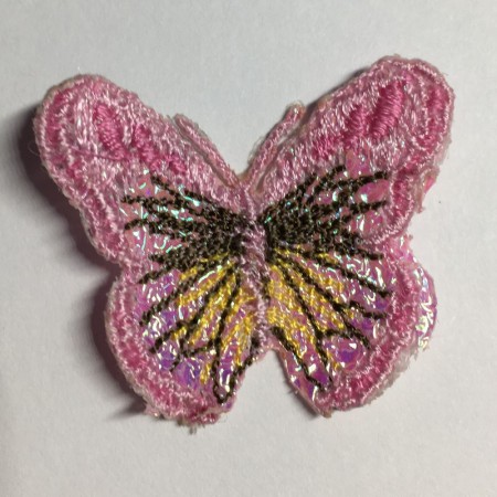 Вышивка апликация бабочка 4х3см розовый (Штука)
