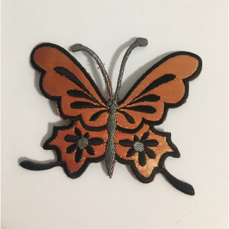 Вышивка апликация бабочка 10х9см персик (Штука)