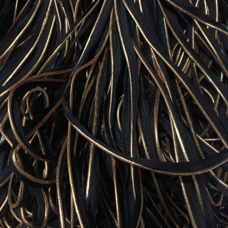 Кант лямовка трикотажный черный золото (30 метров)