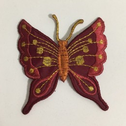 Вышивка апликация бабочка 7х7см бордовый (Штука)