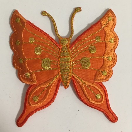 Вышивка апликация бабочка 7х7см оранжевый (Штука)