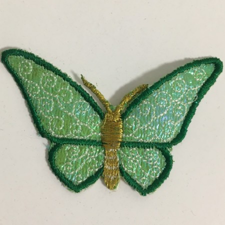 Вышивка апликация бабочка 7х5см зеленый темный (Штука)
