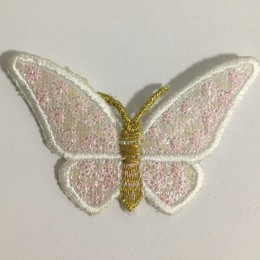 Вышивка апликация бабочка 7х5см белый (Штука)