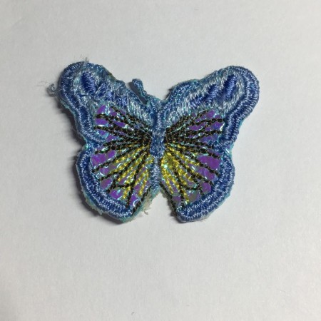 Вышивка апликация бабочка 4х3см голубой (Штука)