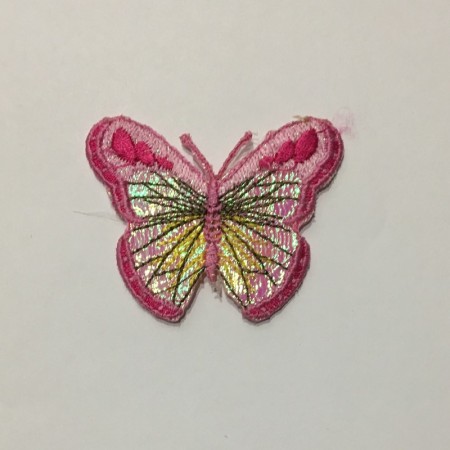 Вышивка апликация бабочка 6х5см розовый 1 (Штука)