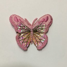 Вышивка апликация бабочка 6х5см розовый 2 (Штука)
