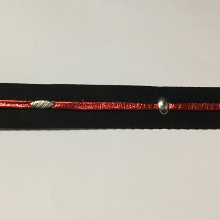 Тесьма декоративная 2,5см лак красный крабик (метр )