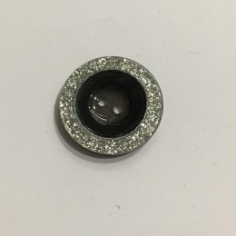 Пуговица пришивная 3593 черная с серебром 28 (18мм) (Штука)