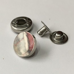 Кнопка металлическая плоская нержавейка 12мм никель (1000 штук)