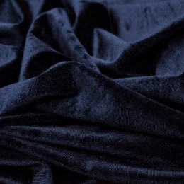 Ткань бархат стрейч темно-синий (метр )