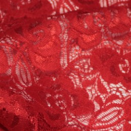 Ткань гипюр стрейчевый розочки красный (метр )