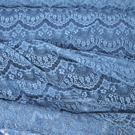 Ткань гипюр стрейчевый реснички (голубой) (метр )