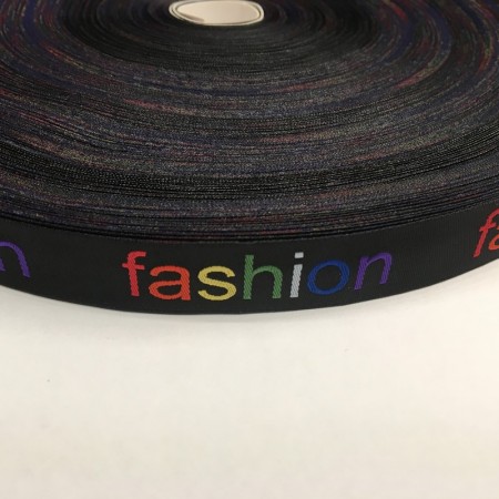 Тесьма с логотипом 20мм Fashion жаккардовая цветная (100 метров)