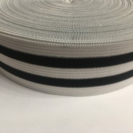 Резинка 50мм белая 2 полосы черные (25 метров)