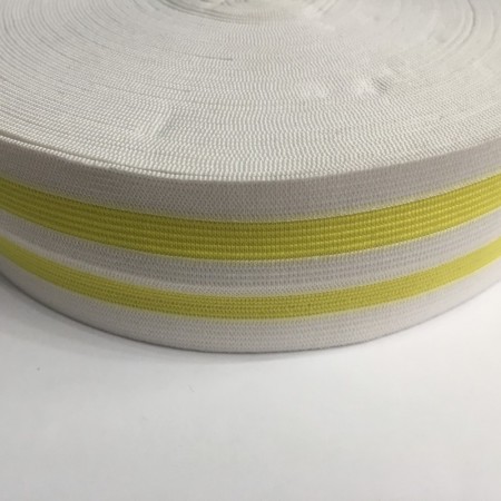 Резинка 50мм белая 2 полосы желтые (25 метров)