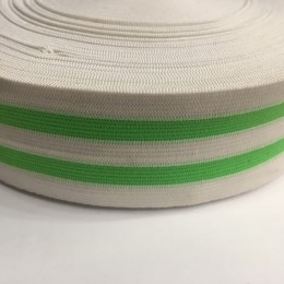 Резинка 50мм белая 2 полосы зеленые (25 метров)
