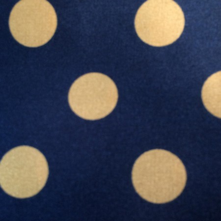 Ткань атлас стрейч горох синий с золотом (20мм) (метр )
