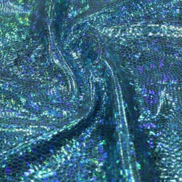 Ткань бифлекс голограмма голубая бирюза (метр )