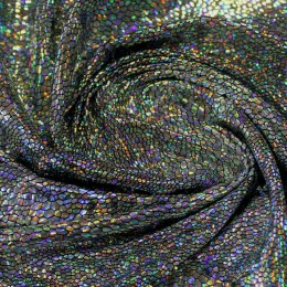 Ткань бифлекс голограмма серебро на черном (метр )