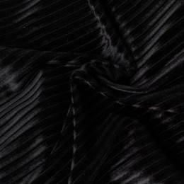 Ткань бархат полоска черный (метр )