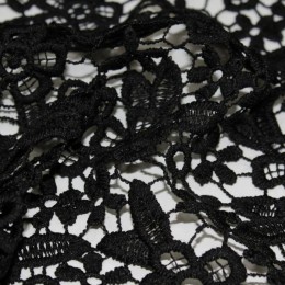 Ткань гипюр макраме черный (метр )