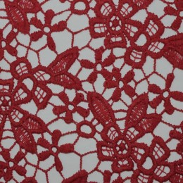 Ткань гипюр макраме красный   (метр )