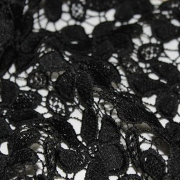 Ткань гипюр макраме черный A1 (метр )