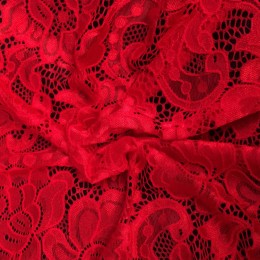 Ткань гипюр стрейчевый набивной красный (метр )