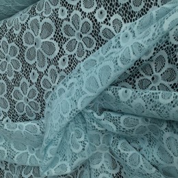 Ткань гипюр стрейчевый набивной "цветы" голубая мята (метр )