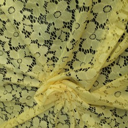Ткань гипюр стрейчевый набивной "цветы" ярко желтый (метр )