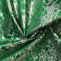 Ткань парча жаккард зеленая (метр )