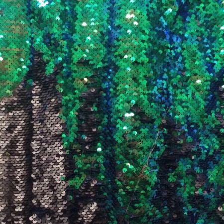 Ткань пайеточная (чешуя) зеленая с серебром (метр )