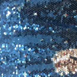 Ткань пайеточная (чешуя) голубая с серебром (метр )