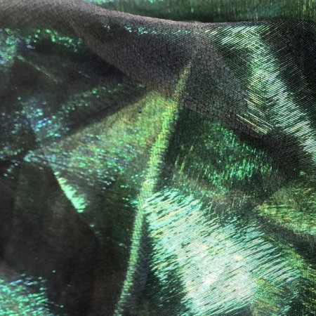 Ткань органза хамелеон зеленая сталь (метр )