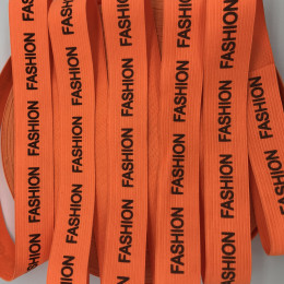 Печать на резинке 30мм логотип Fashion оранжевая (40 метров)