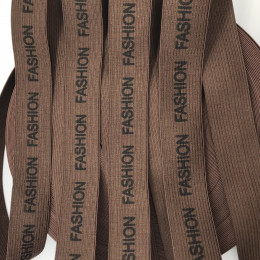 Печать на резинке 30мм логотип Fashion коричневая (40 метров)