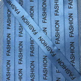 Печать на атласной ленте 25 мм логотип Fashion голубой (32 метра)